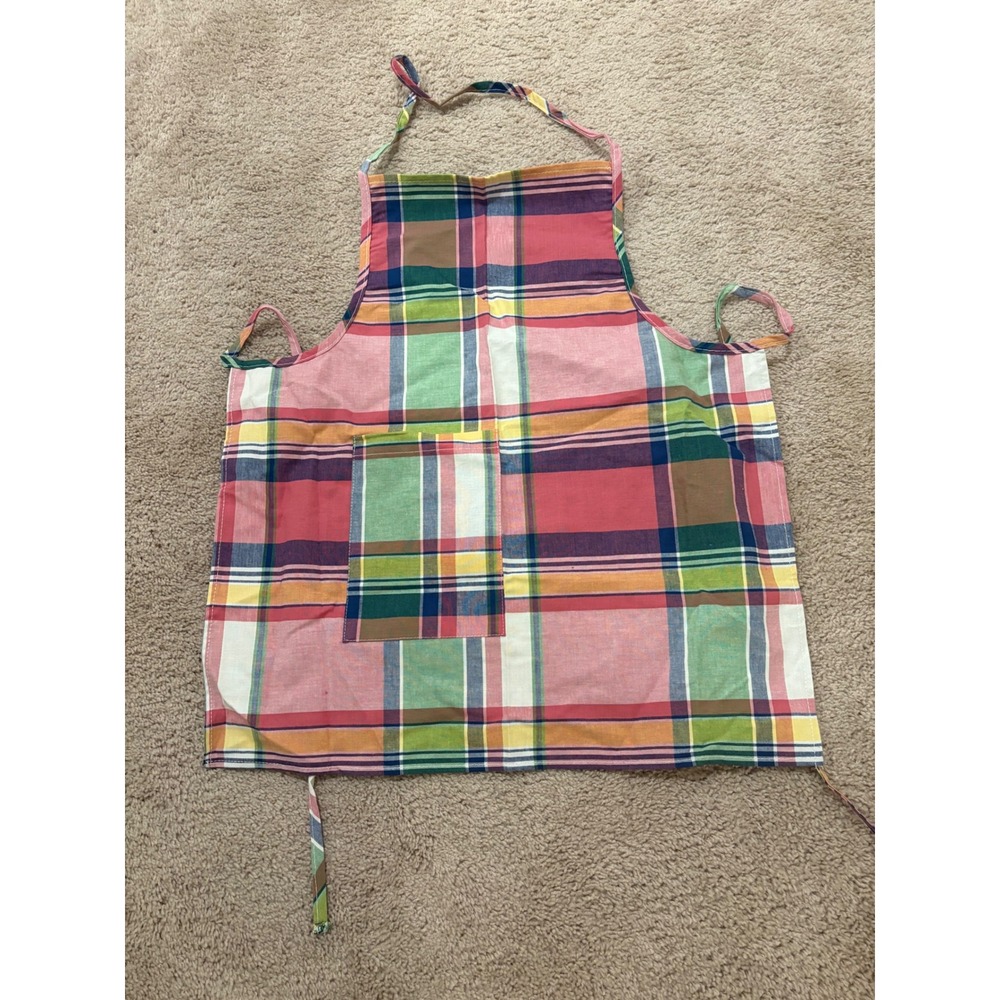 At Home With Waverly‎ Fabrics Plaid Kitchen Apron with Pocket Tie Waist